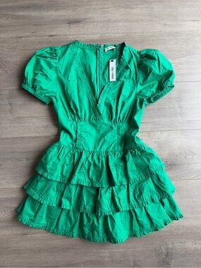 NWT Day + Moon DEEP V-NECK MINI DRESS/Romper - green - size small